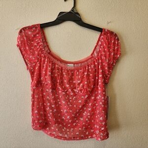 No Boundaries Red Floral Sheer Blouse